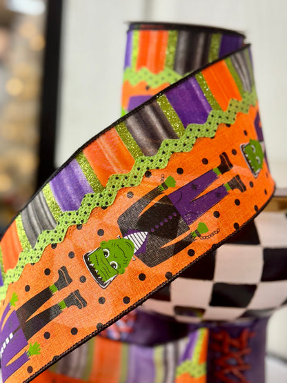 4 Inch By 10 Yard Frankenstein Halloween Ribbon