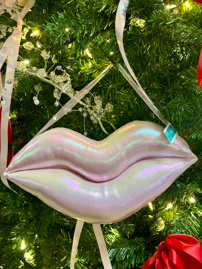 12 Inch Metallic Pink Lips Plush Ornament