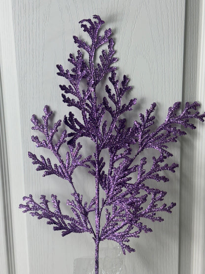 28.5 Inch Purple Glitter Lycopodium Spray