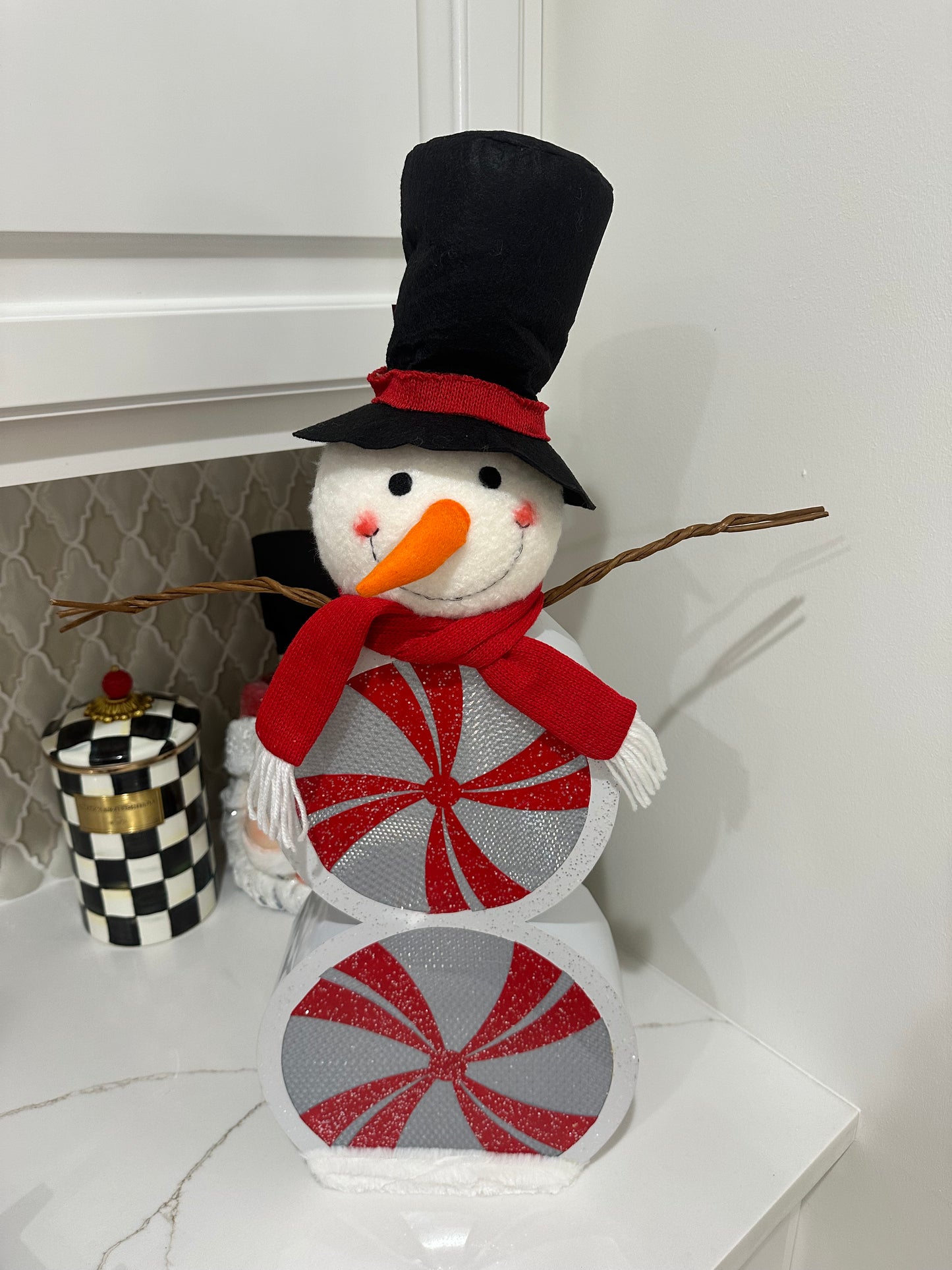 Snowman LED With Candy Cane Design