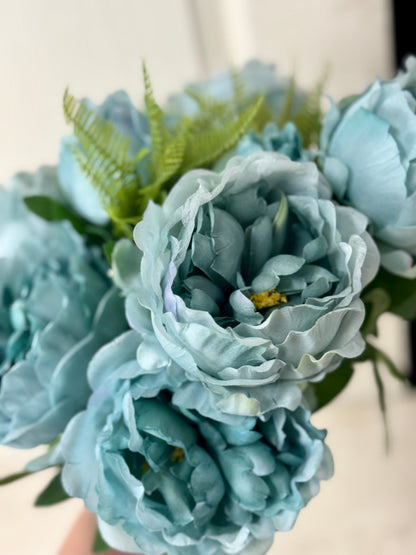 20 Inch Blue Peony Floral Bush