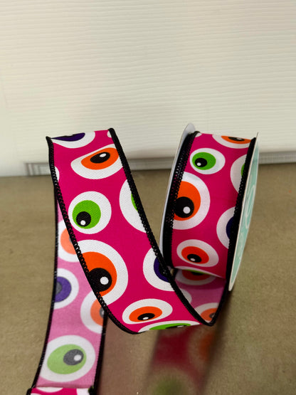 1.5 Inch By 10 Yard Pink Eyeballs Ribbon