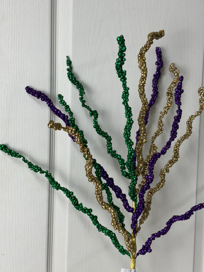 32 Inch Mardi Gras Glitter Swirl Spray