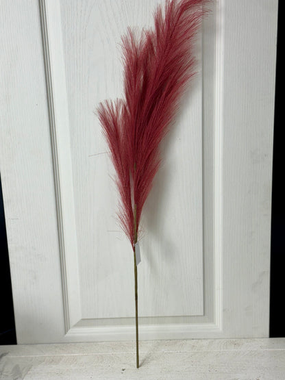 32.75 Inch Burgundy Fabric Grass Plume Spray