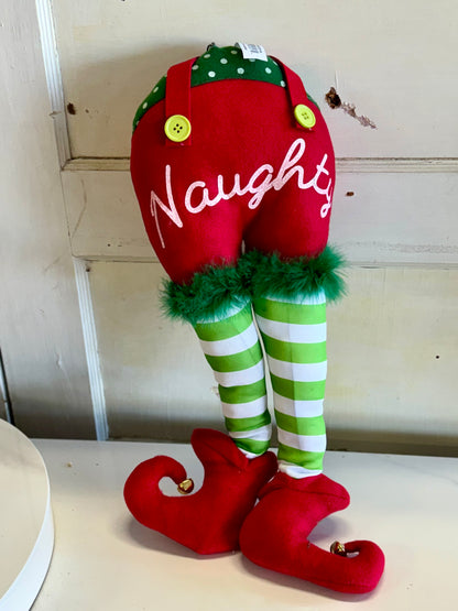 18 Inch Naughty or Nice Elf Bottom and Legs Decor Piece 2 Styles