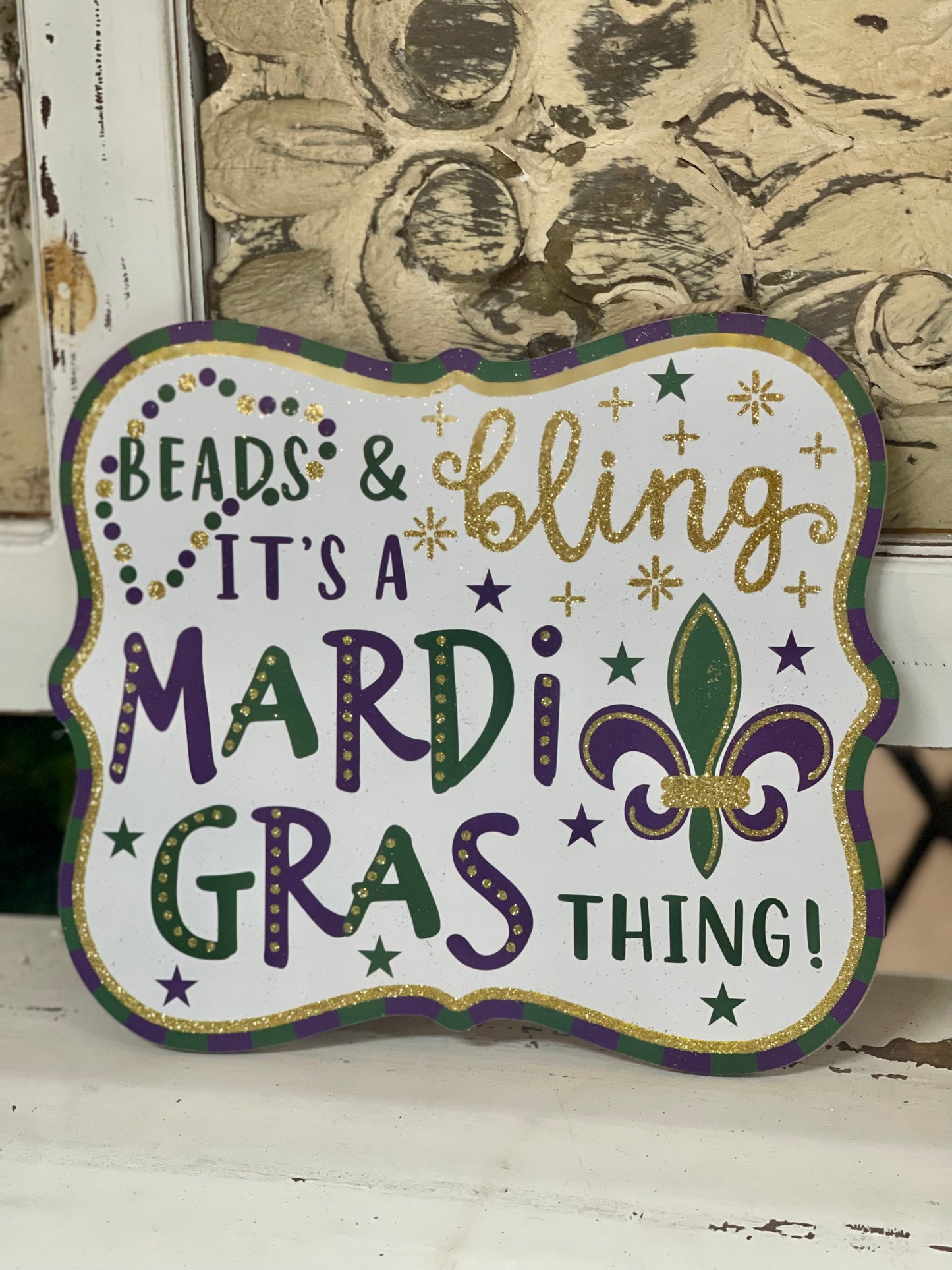 Beads Bling Mardi Gras Thing Sign