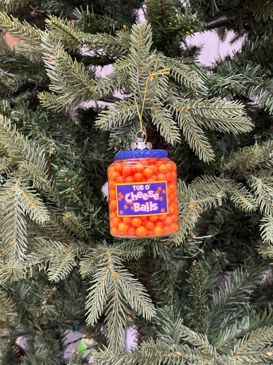 Tub O Cheese Balls Glass Ornament