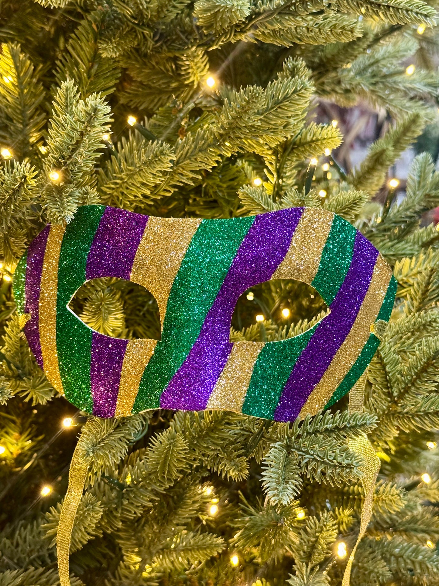 8 Inch Mardi Gras Stripe Masquerade Mask