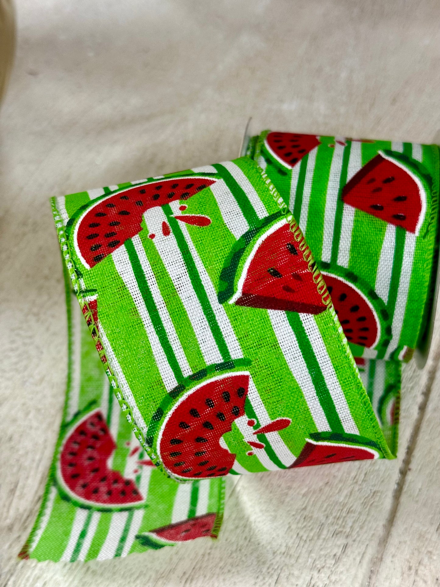 2.5 Inch By 10 Yard Watermelon Stripe Ribbon