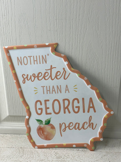 11 Inch Georgia Peach Metal Wreath Sign