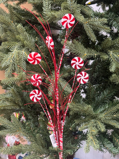 31.5 Inch Red And White Peppermint Spray