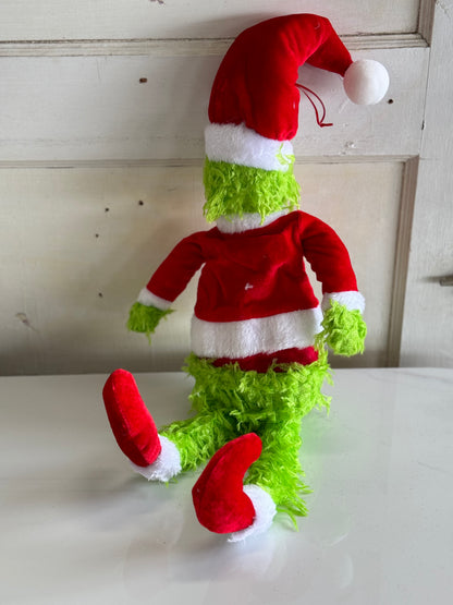 21 Inch Furry Green Monster In A Santa Suit