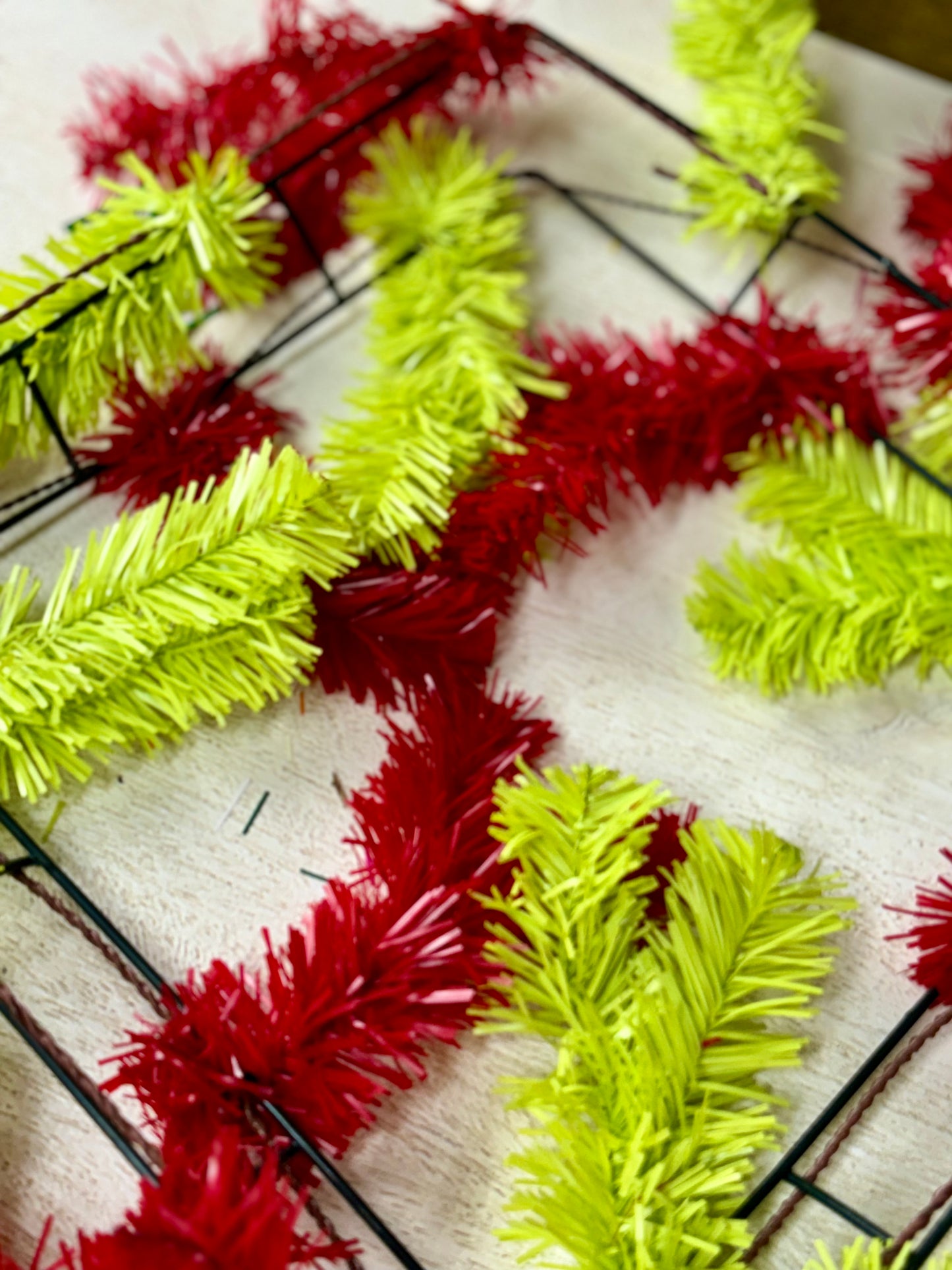 24 Inch Red And Lime Square Work Wreath