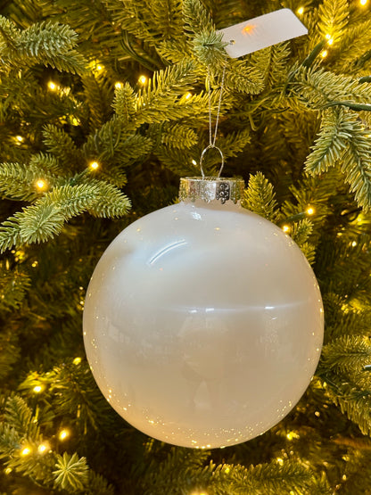 6 Inch Pearl White Lacquer Glass Look Ornament