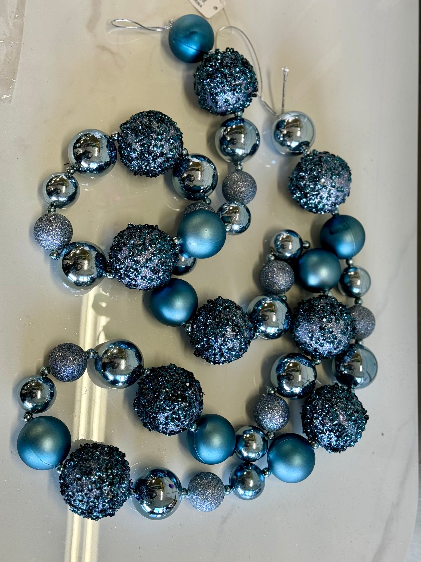 72 Inch Smoke Blue Ball Garland