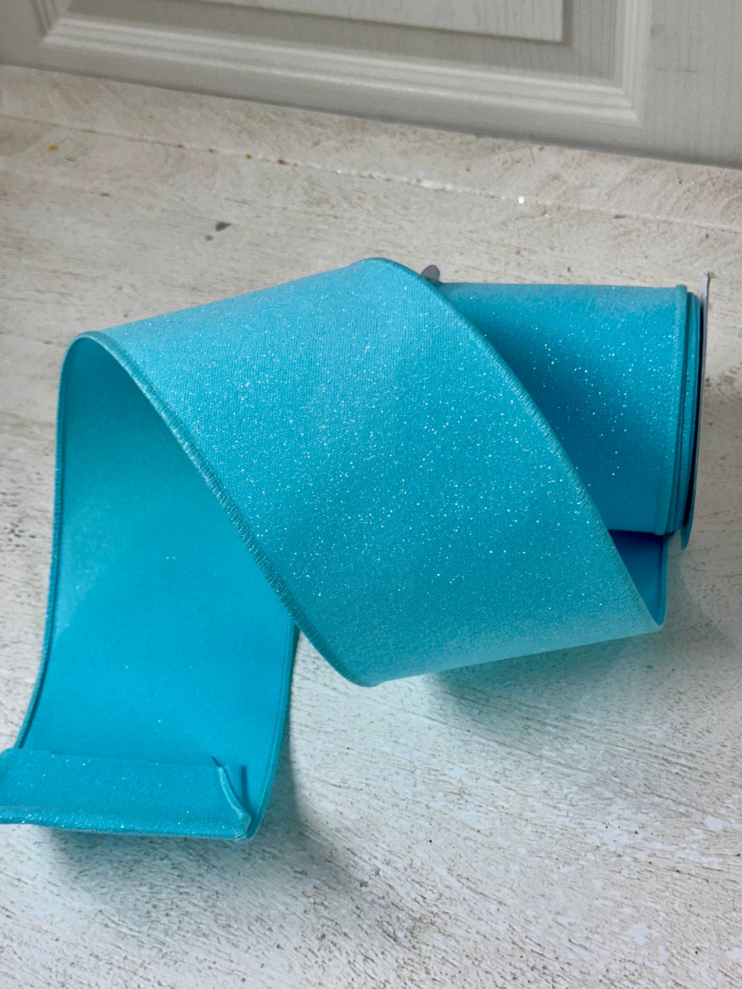 4 Inch By 10 Yard Light Blue Crystal Shine Ribbon