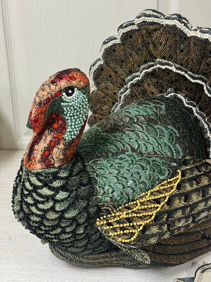 John Derian Company Embellished Turkey Pillow