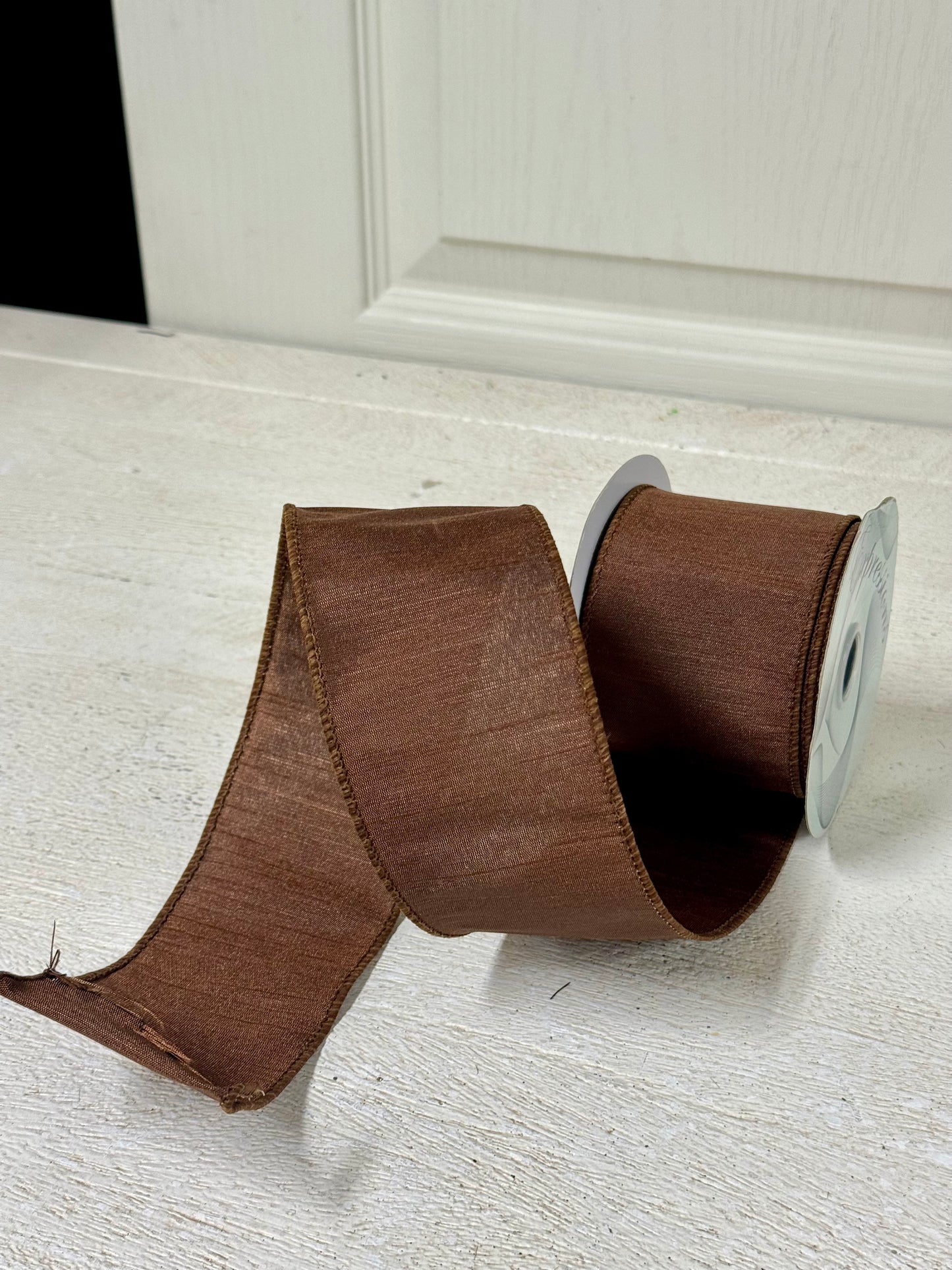 2.5 Inch By 10 Yard Chocolate Dupioni Ribbon