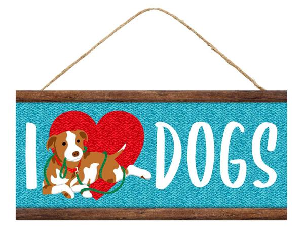 12.5 Inch I Heart Dogs Wooden Sign