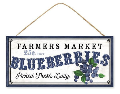 Farmers Market Blueberries Wooden Sign