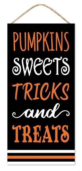 Pumkin Sweets Tricks And Treats Wooden Sign