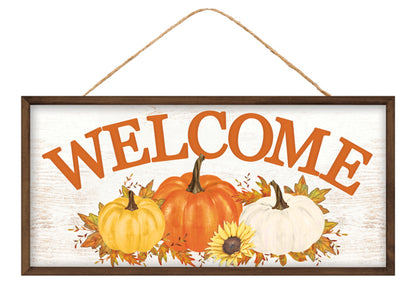 12.5 Inch Welcome Pumpkin Wood Sign