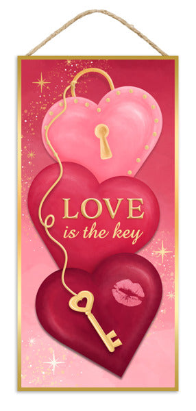 12.5 Inch Love Is The Key Wooden Sign