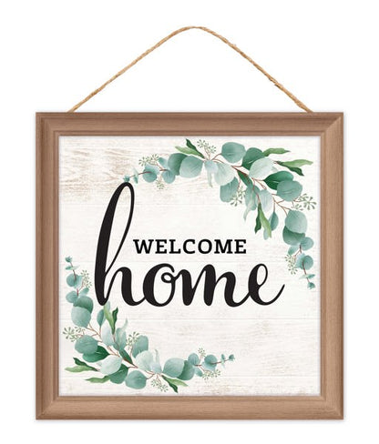 10 Inch Welcome Home Eucalyptus Wooden Sign