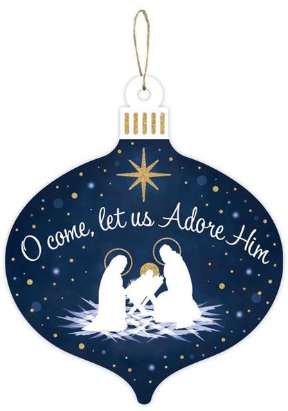 12 Inch O Come Let Us Adore Him Nativity Wreath Sign