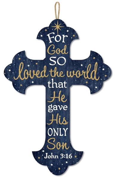 For God So Loved The World Cross Wooden Sign