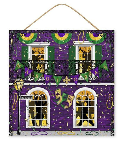 10 Inch Mardi Gras House Party Wooden Sign