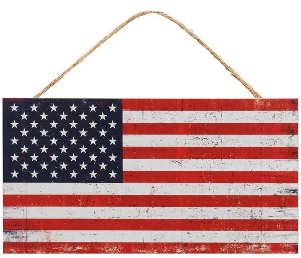 8.25 Inch American Flag Wooden Wreath Sign