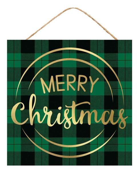 Merry Christmas Check Wooden Sign