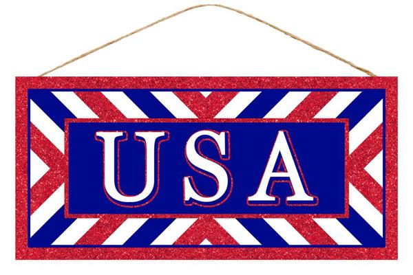 12.5 Inch Red White And Blue USA Wooden Sign