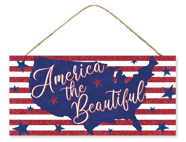 12.5 Inch America The Beautiful Wreath Sign