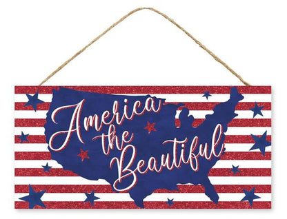 12.5 Inch America The Beautiful Wreath Sign