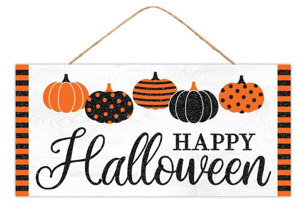 Happy Halloween With Pumpkins Wooden Sign