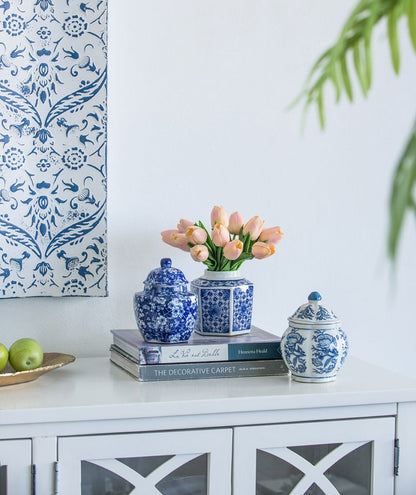 Blue And White Decorative Porcelain Jars Three Styles