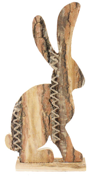 17 Inch Natural Oak Bark Standing Rabbit