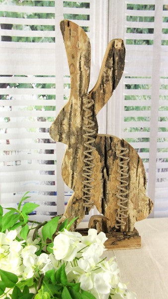 17 Inch Natural Oak Bark Standing Rabbit