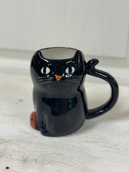 5 Inch Black Halloween Cat Coffee Mug