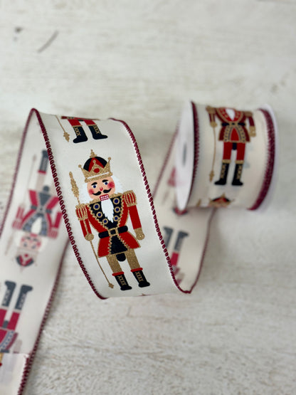 2.5 Inch By 10 Yard Ivory Traditional Nutcracker Ribbon