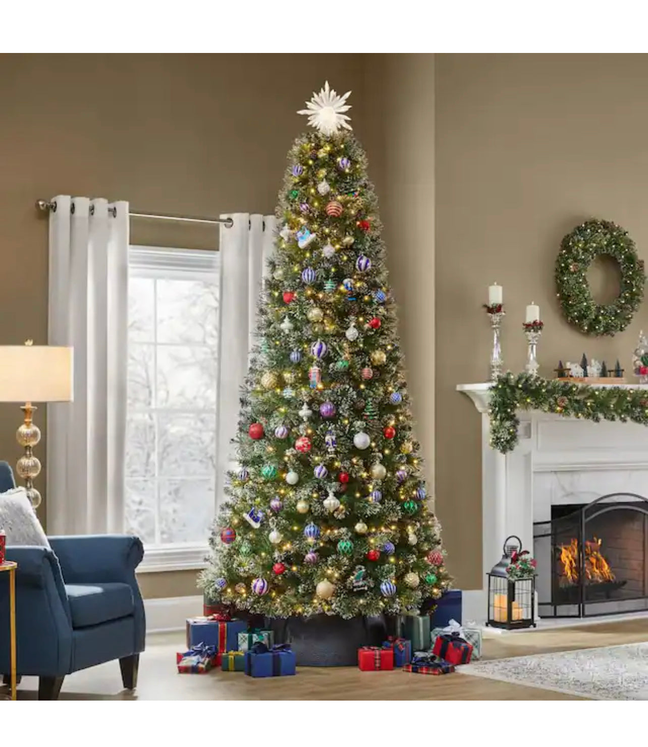 Home Accents Holiday 9 Foot Sparkling Amelia Pine LED Pre-Lit Tree Ope ...