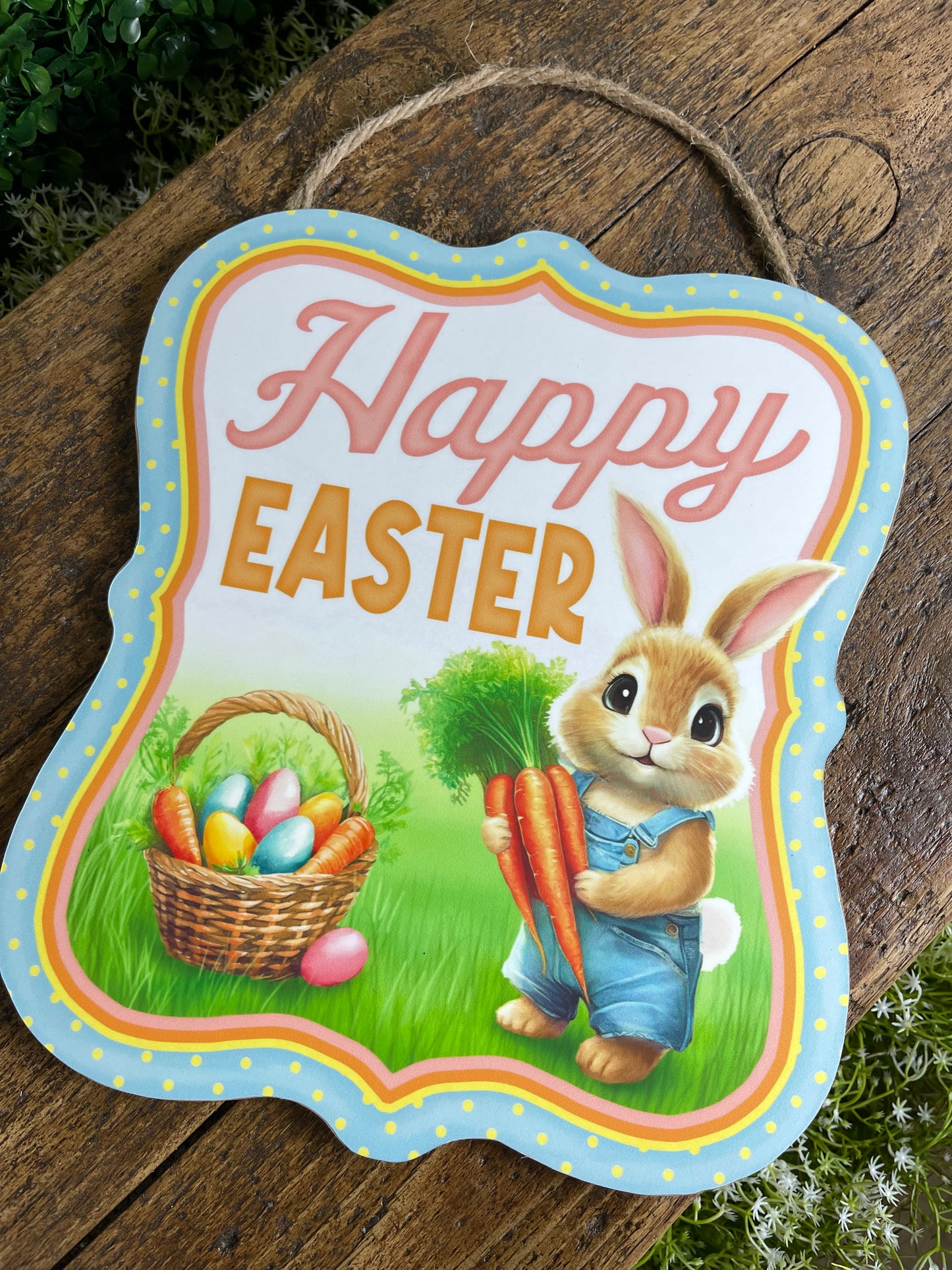 10.5 Inch Happy Easter Bunny Wooden Sign