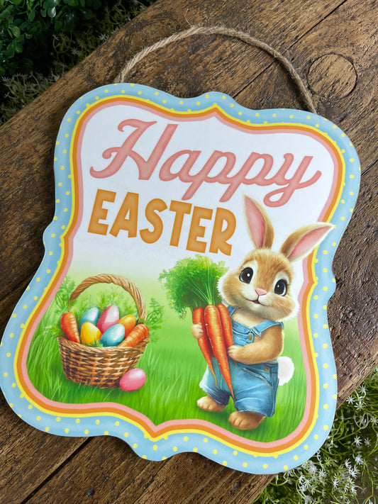 10.5 Inch Happy Easter Bunny Wooden Sign