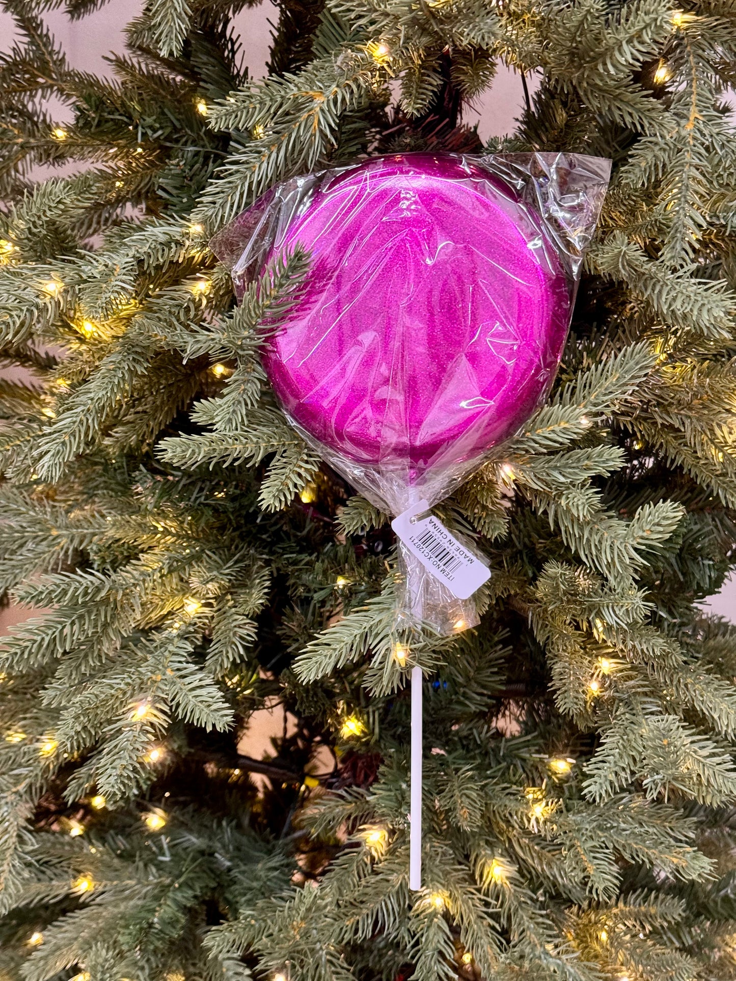 6 Inch Hot Pink Glitter Lollipop With Stick