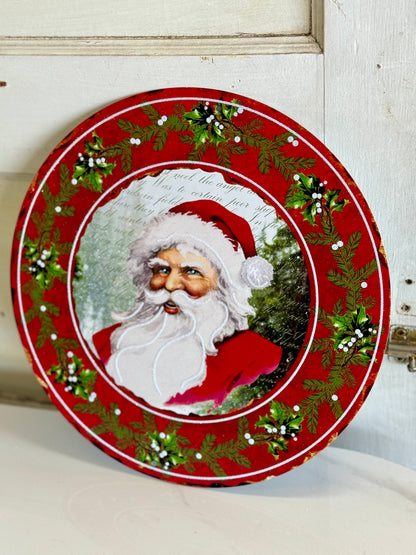 12 Inch Vintage Santa Metal Sign