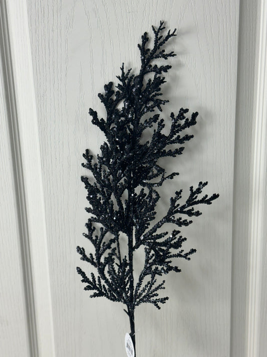 28.5 Inch Black Glitter Lycopodium Spray