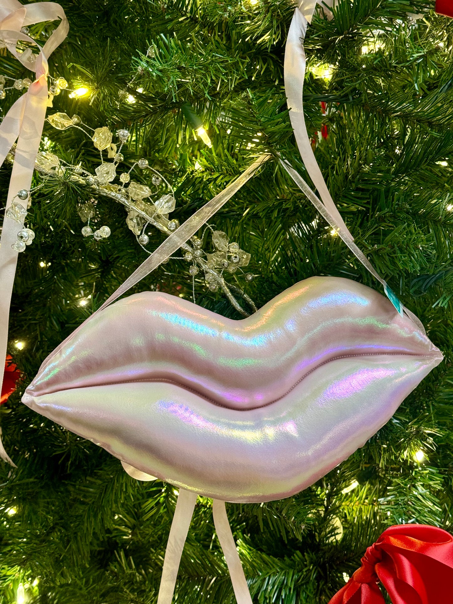 12 Inch Metallic Pink Lips Plush Ornament