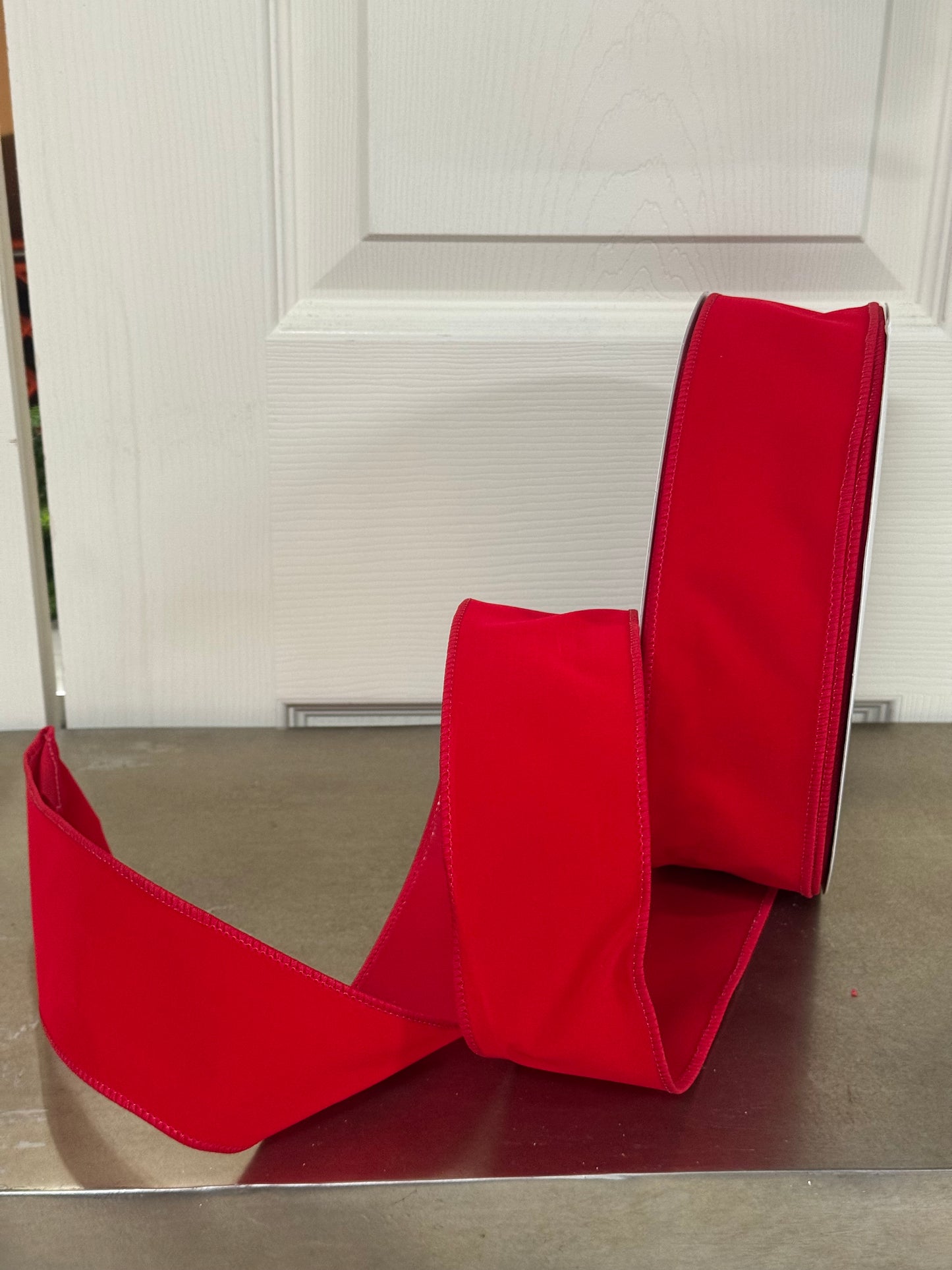 2.5 Inch By 50 Yard Red Indoor Velvet Ribbon